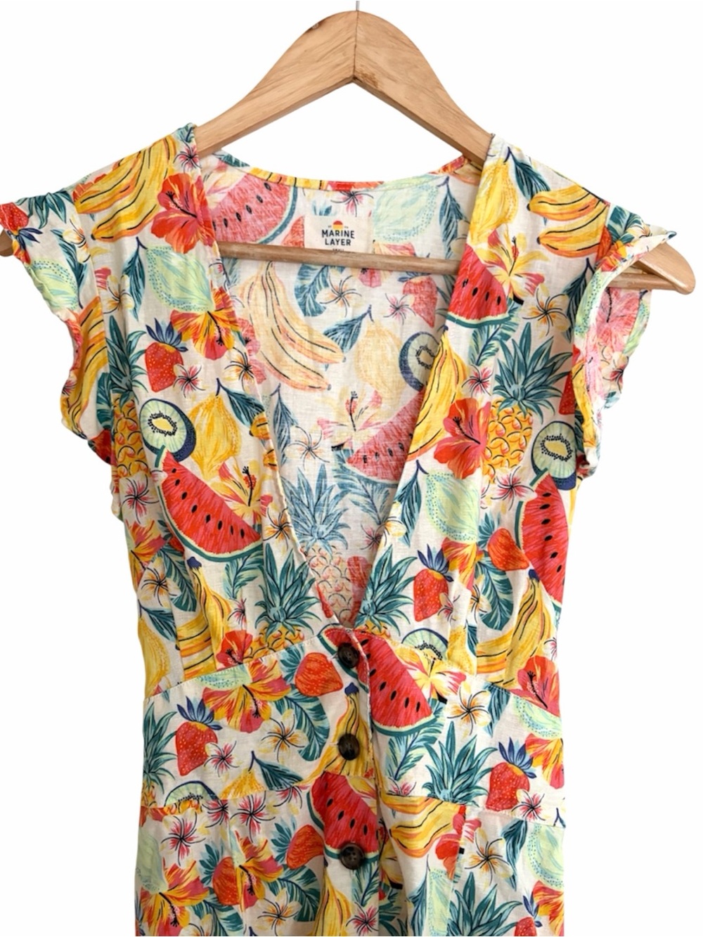 Marine Layer Yellow Tropical Fruit Camila Romper Small - Picture 4 of 5